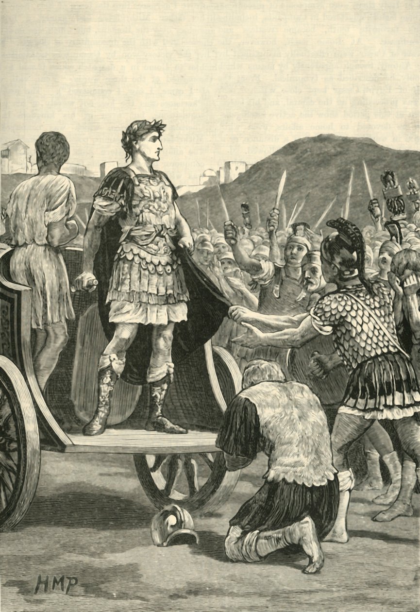 凯撒（Caesar）在校园马蒂乌斯（Martius）中应对不满军团，1890年。 作者 不明