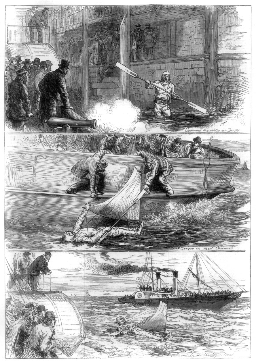 博顿船长航行于海峡，1875年 作者 不明