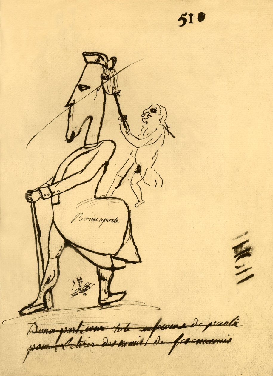 拿破仑的漫画，1779年，1921年。 作者 不明