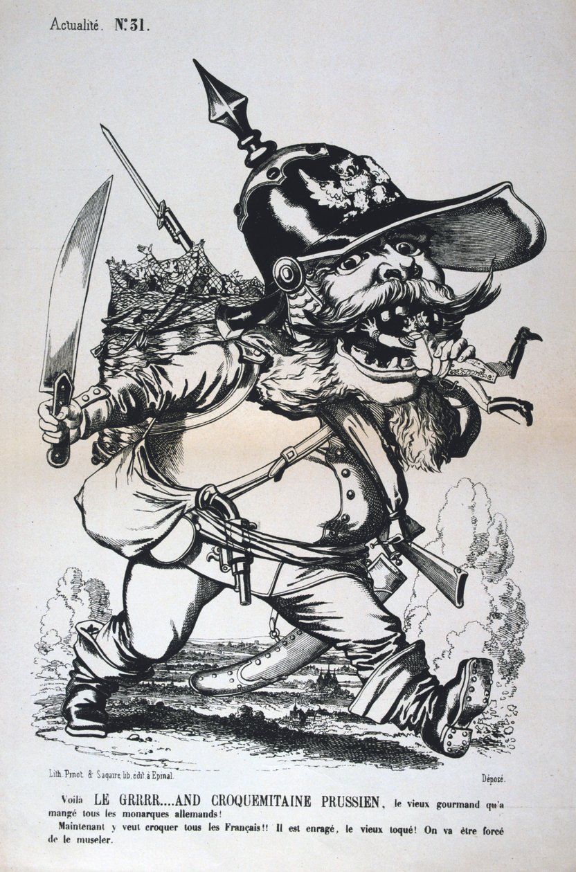 普鲁士威廉一世的漫画，法普战争，1870-1871年。 作者 不明