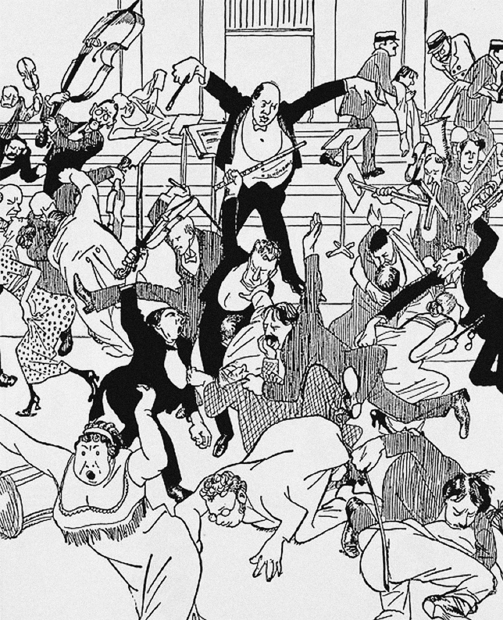 1913年3月31日在舍恩伯格斯第一交响曲上的讽刺画，1913年在维也纳 作者 不明