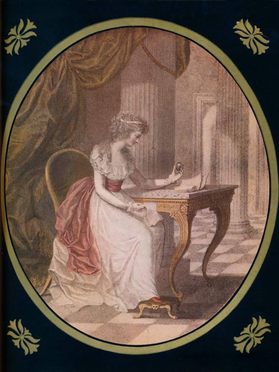 利奇菲尔德（Litchfield）的卡罗琳（Caroline），沉思于Waldsteins Picture，c1780s，1910年 作者 不明