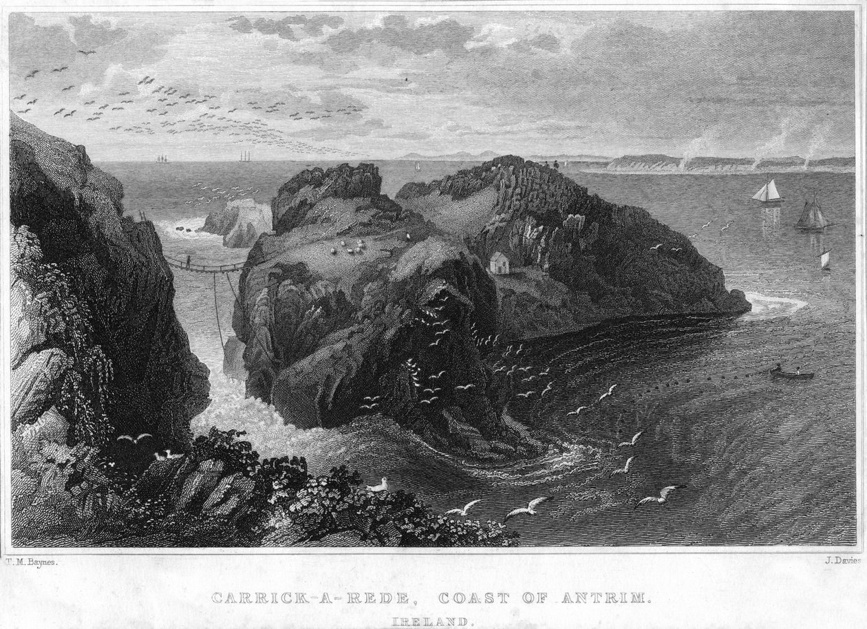 Carrick-A-Rede，爱尔兰安特里姆海岸，十九世纪 作者 不明