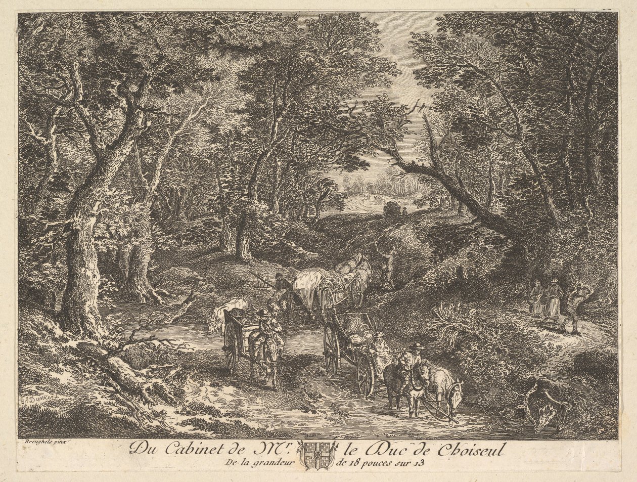 林间小道上的马车，根据舒瓦瑟尔公爵收藏的一幅画，1771年。 作者 不明