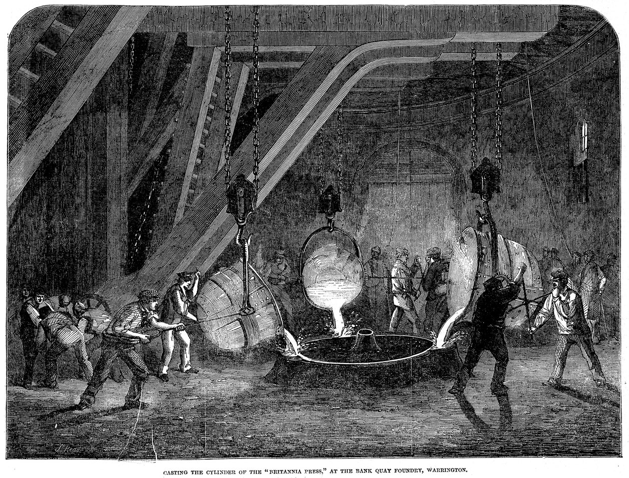 1851年在沃灵顿的Bank Quay铸造厂铸造不列颠新闻社的圆筒 作者 不明