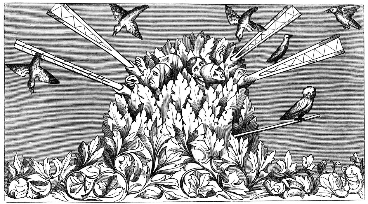 捉鸟，14世纪，1849年 作者 不明