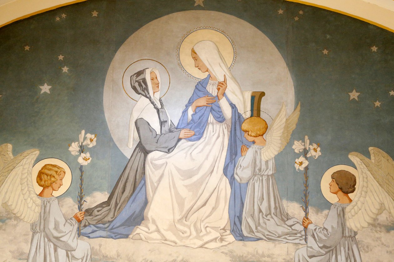 Catherine Laboure and Virgin Mary. Fresco. Chapel of Our Lady of the Miraculous Medal. Paris DR 作者 不明