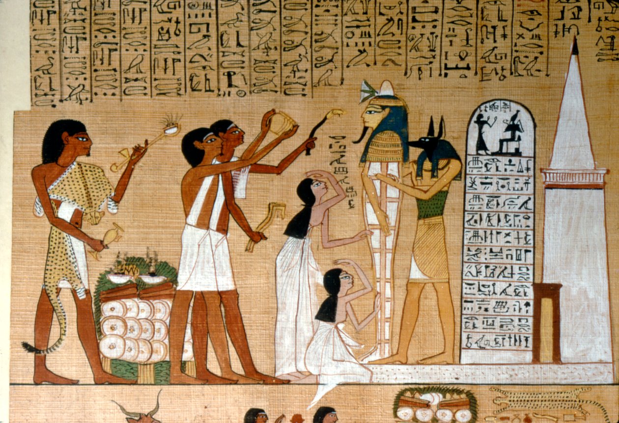 墓前打开木乃伊嘴的仪式，约1300BC 作者 不明