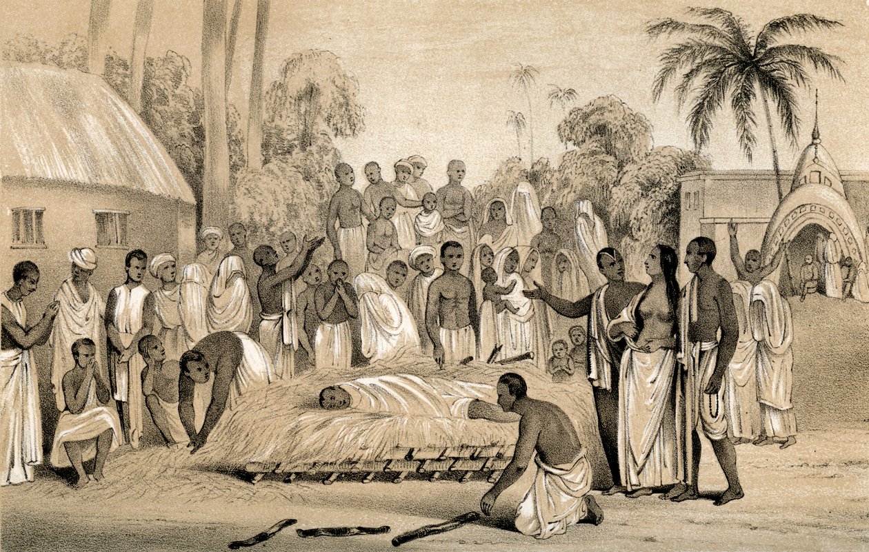 1847年，用已故丈夫的遗体焚烧印度寡妇的仪式 作者 不明