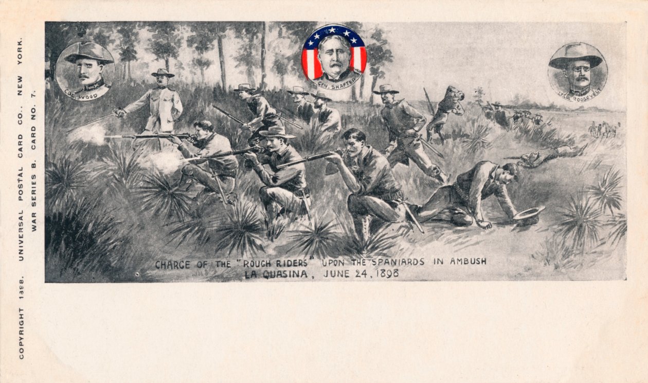 1898年6月24日，大约1900年，拉奎西纳（La Quasina）埋伏在西班牙人身上的粗野骑手 作者 不明