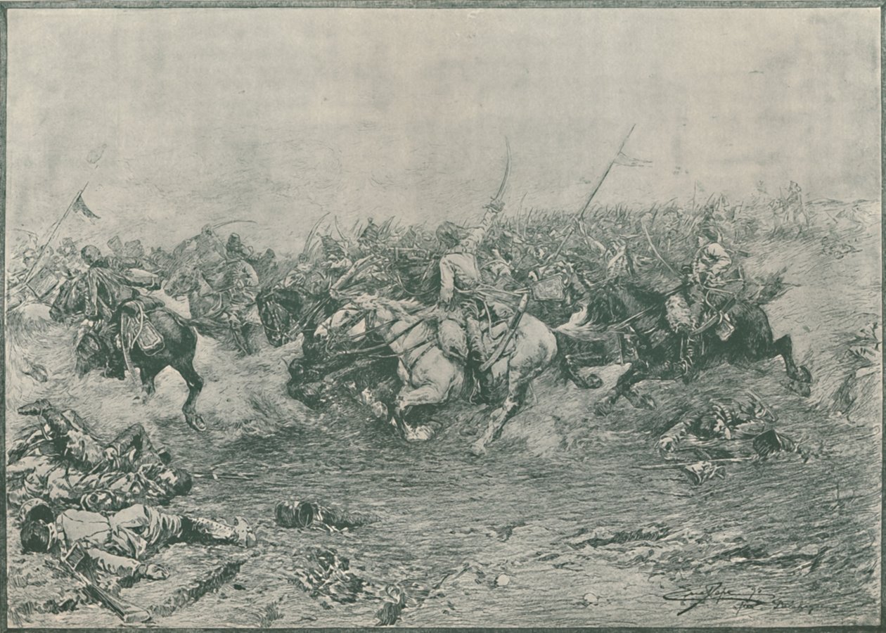 1896年在马伦哥战役中第十二轻骑兵的冲锋。 作者 不明