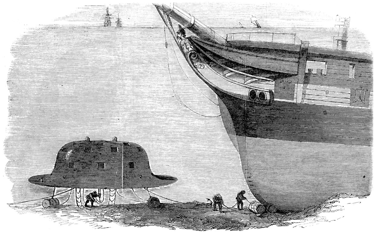 查尔斯·巴贝奇（Charles Babbages）提出了潜水钟的设计，1855年 作者 不明