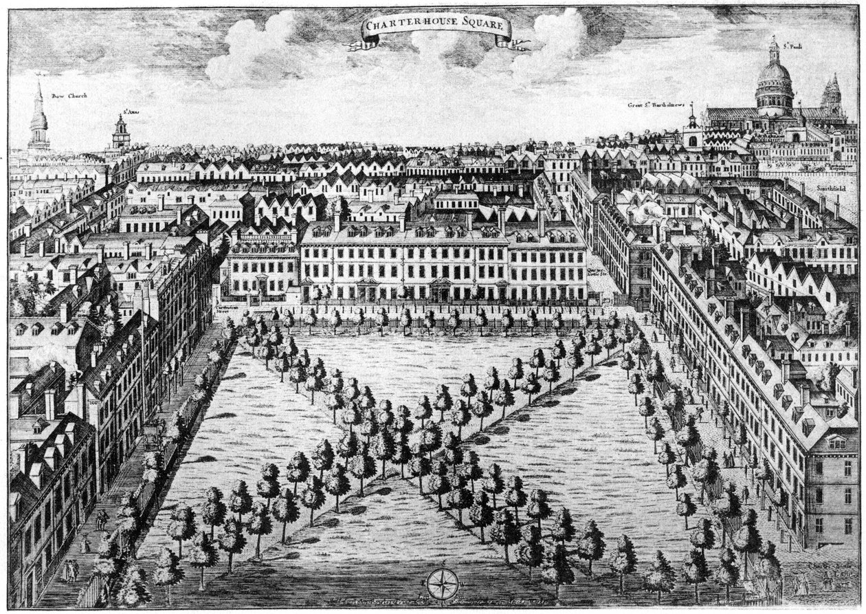 伦敦宪章广场（Charterhouse Square），18世纪，1907年 作者 不明