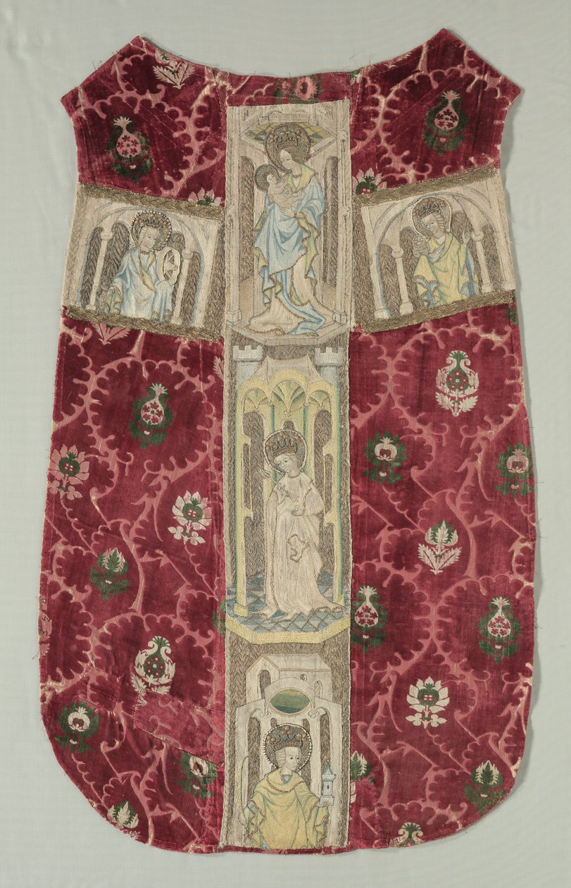 带刺绣Orphrey乐队的Chasuble背，1415-1425年。 作者 不明