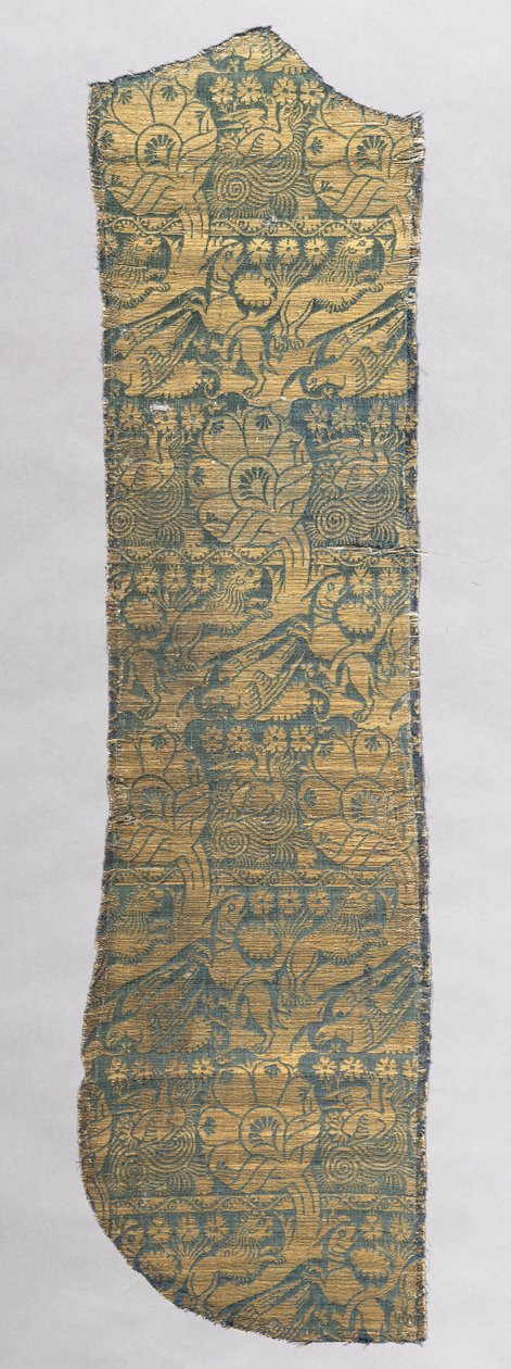 具有现实动物的Chasuble片段c。 1420。 作者 不明