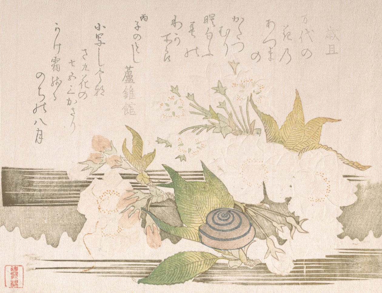 樱花和蜗牛》，1816年。 作者 不明