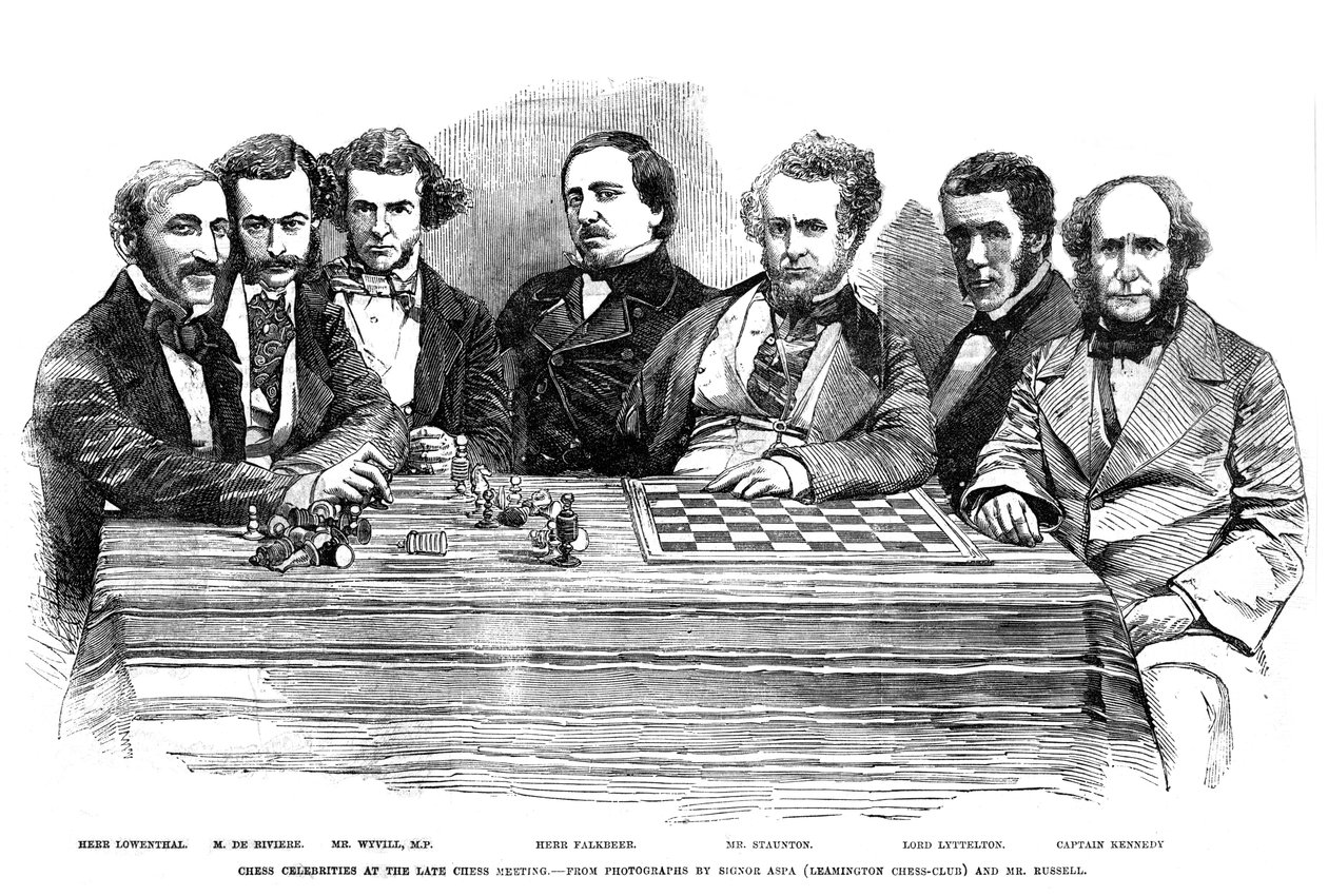 1855年国际象棋晚会上的国际象棋名人 作者 不明