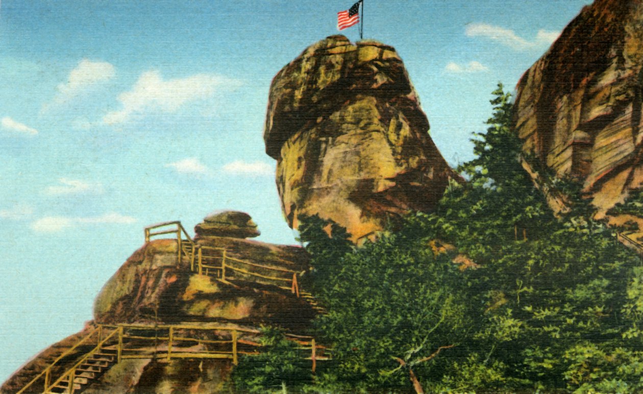 1942年，烟囱岩石和岩桩，北卡罗来纳州西部。 作者 不明