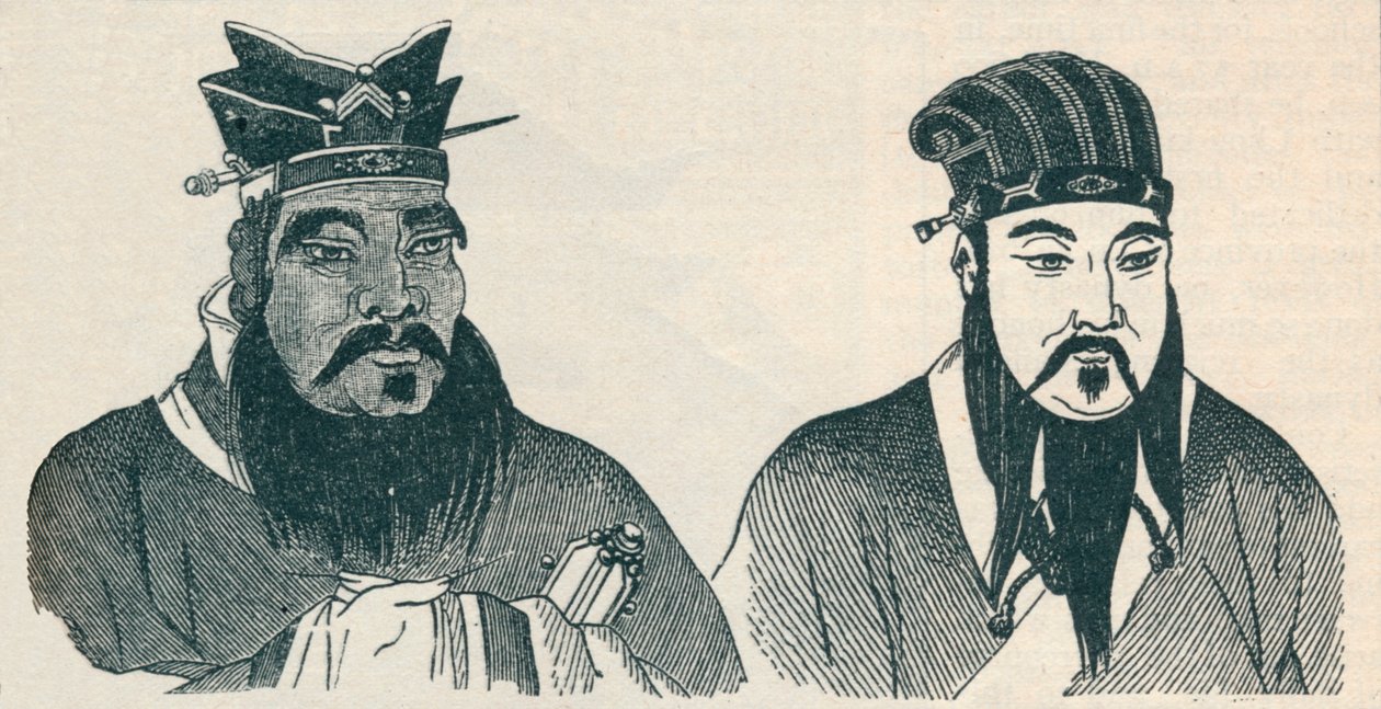 孔子及其伟大的追随者孟子的中国画像，1907年 作者 不明