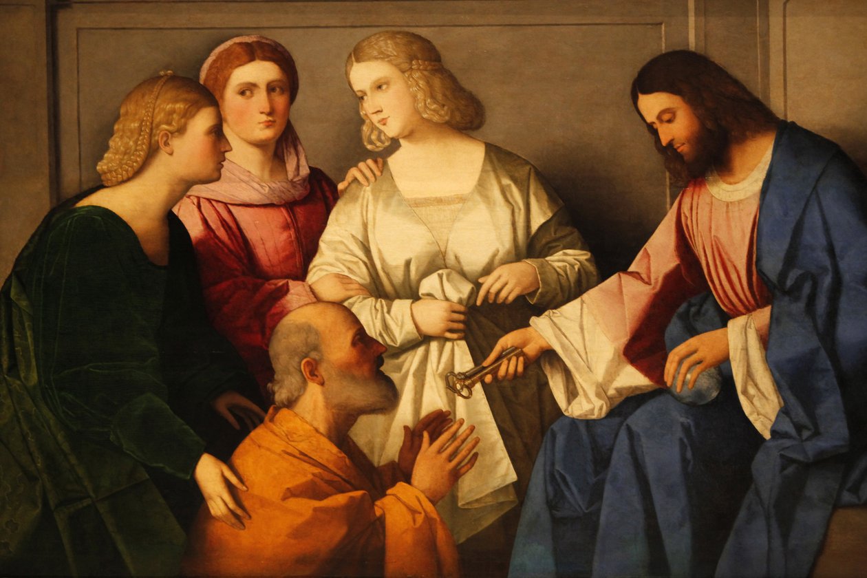 Christ giving the keys to Saint Peter by Vincenzo Catena Madrid Spain 作者 不明