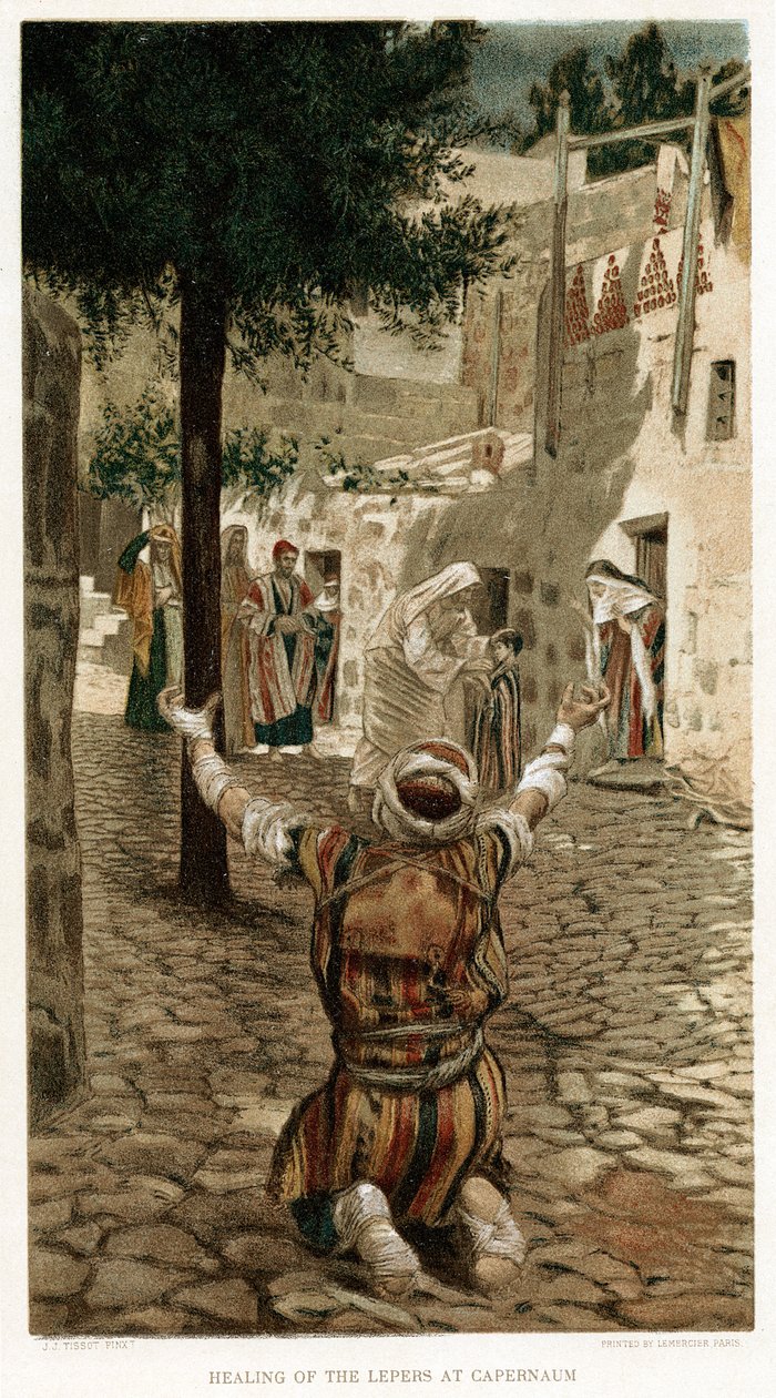 基督医治迦百农的麻风病人，c1890 作者 不明
