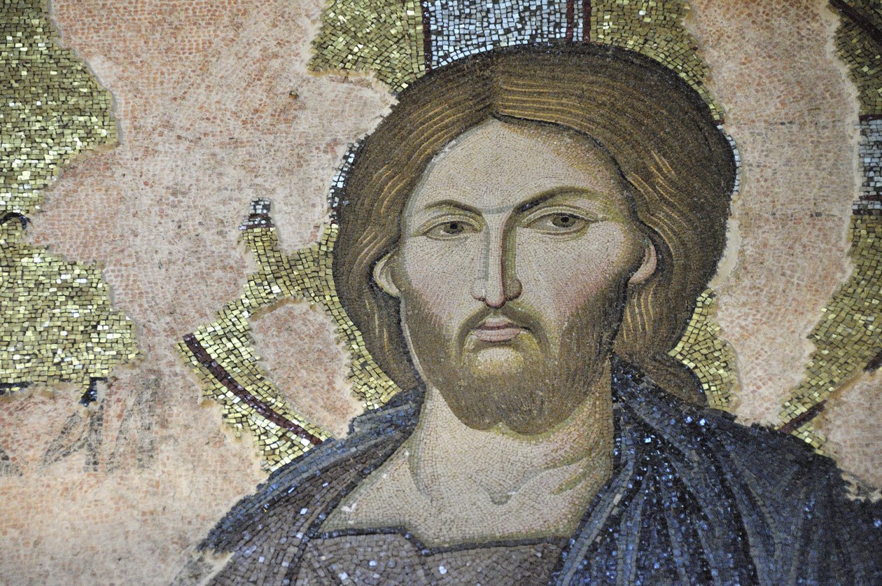 Christ pantocrator (en gloire) 壁画在 11 世纪的圣救主在乔拉教堂 (Kariye Camii)，伊斯坦布尔，土耳其 作者 不明