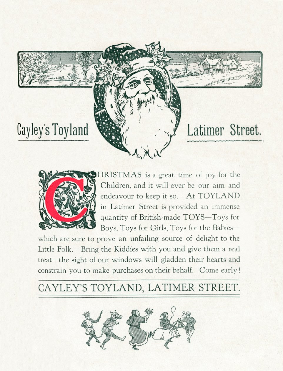 Cayleys Toyland的圣诞节广告，1917年 作者 不明