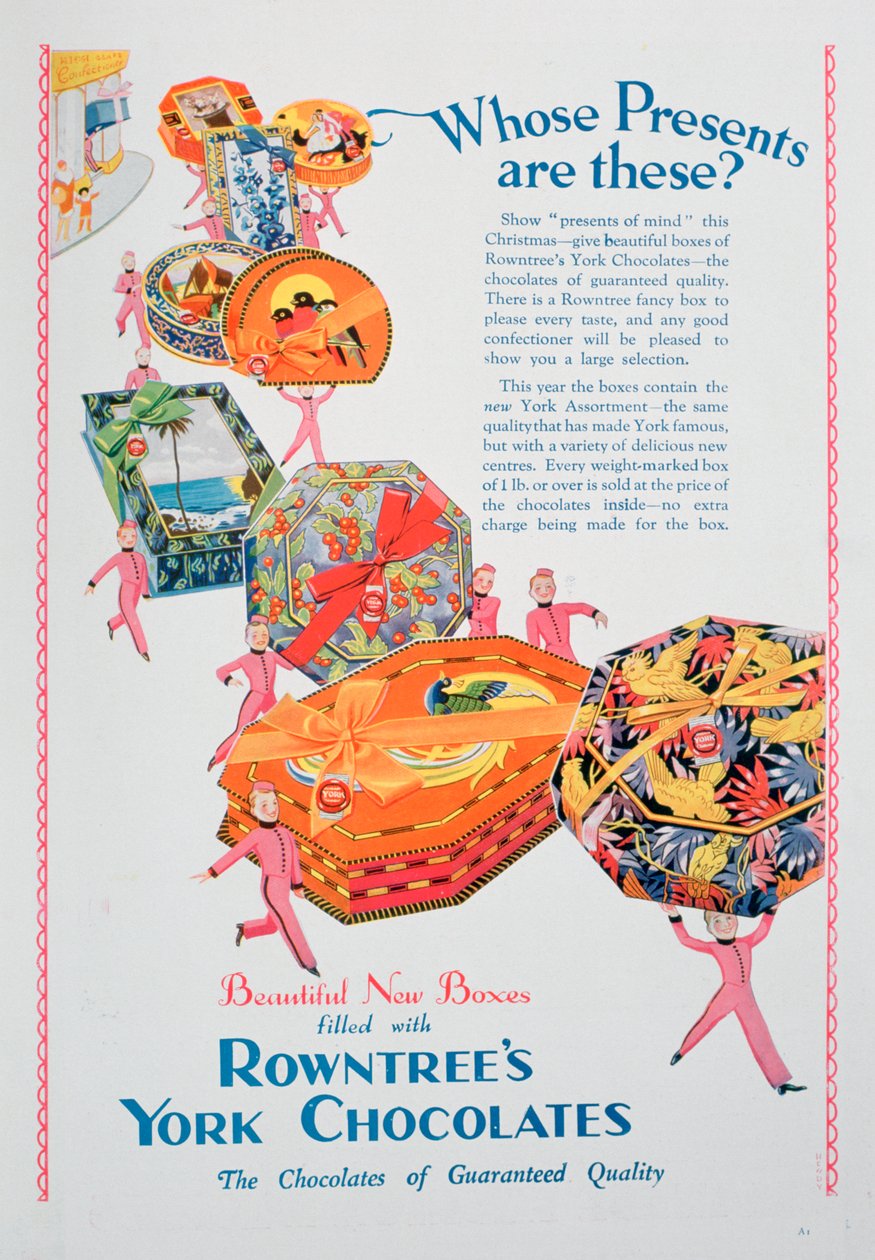Rowntrees约克巧克力的圣诞节广告，1928年 作者 不明