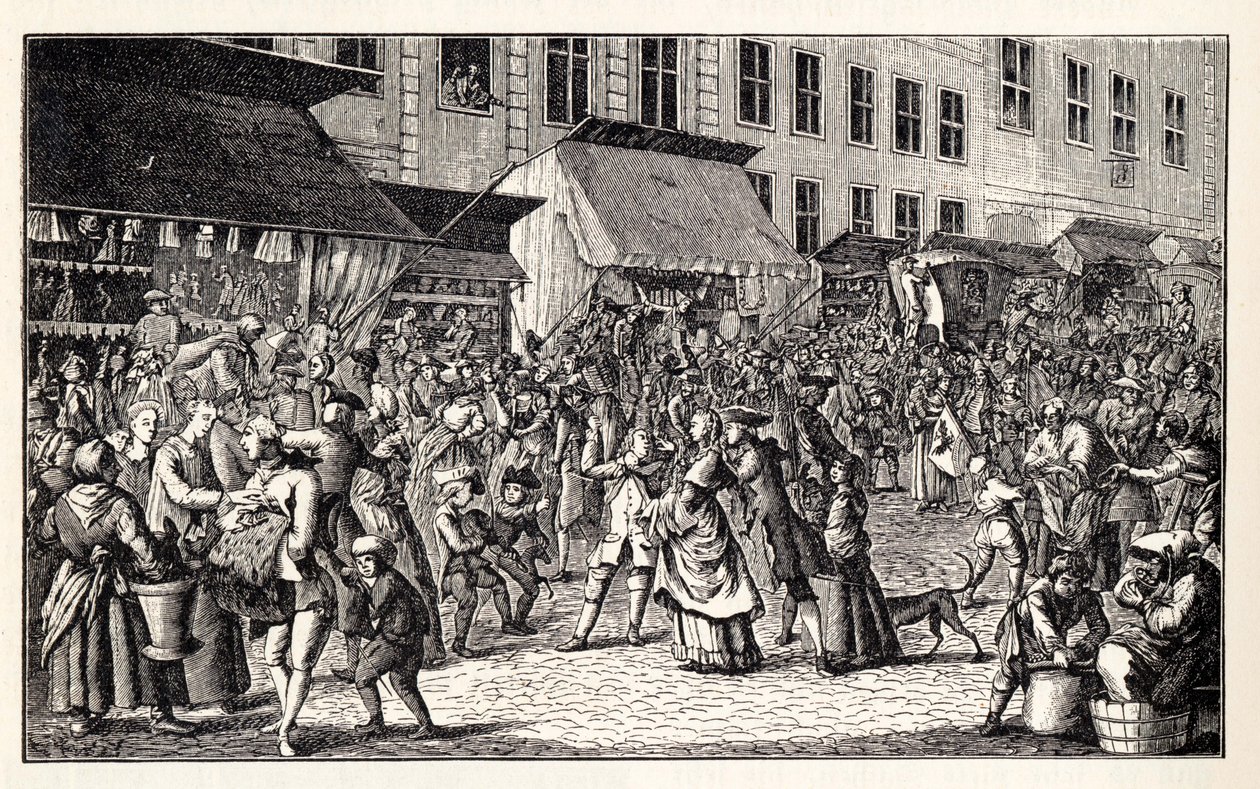 柏林的圣诞市场，1776年。 作者 不明