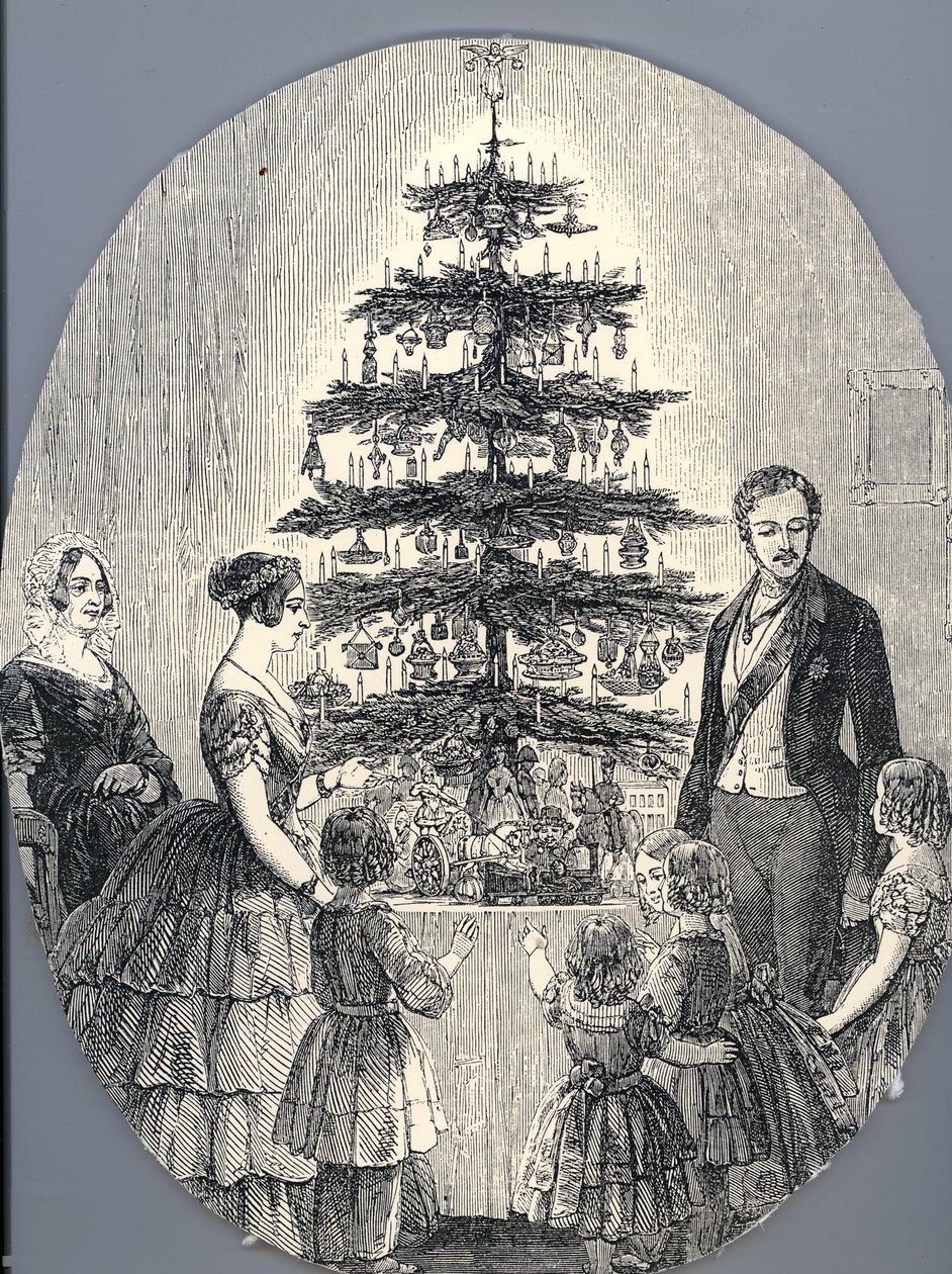 1848年，圣诞节与维多利亚女王，阿尔伯特亲王，他们的孩子和维多利亚女王的母亲一起度过 作者 不明