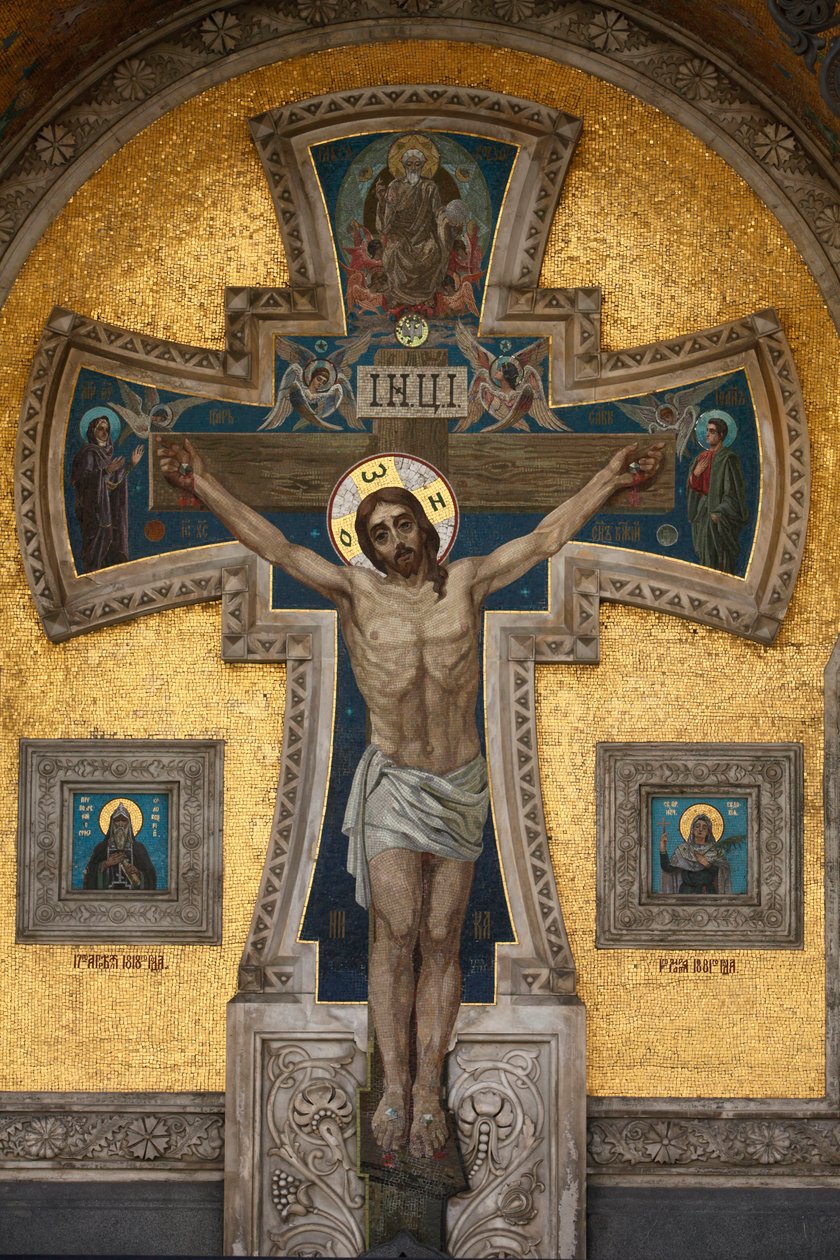 Church of the Saviour on Spilled Blood or Church of Resurrection ; Facade Mosaic ; The cruxifion ; Saint-Petersburg Russia 作者 不明