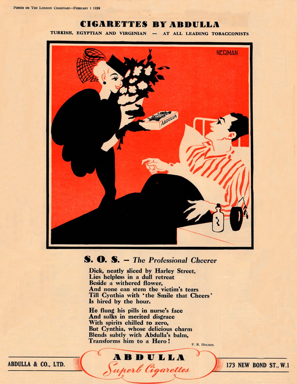 阿卜杜拉（Abdulla）的香烟-SOS-专业欢呼声，1939年 作者 不明