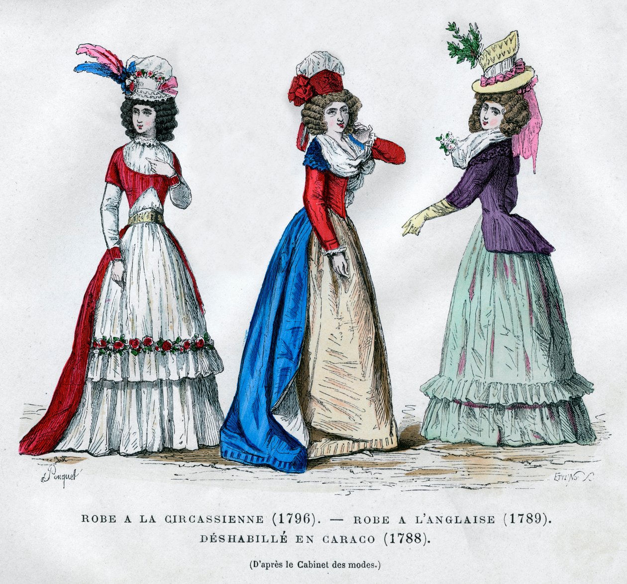 1796年的切尔克斯式礼服，1789年的英式礼服和1788年的1882-1884年的卡拉科大衣 作者 不明