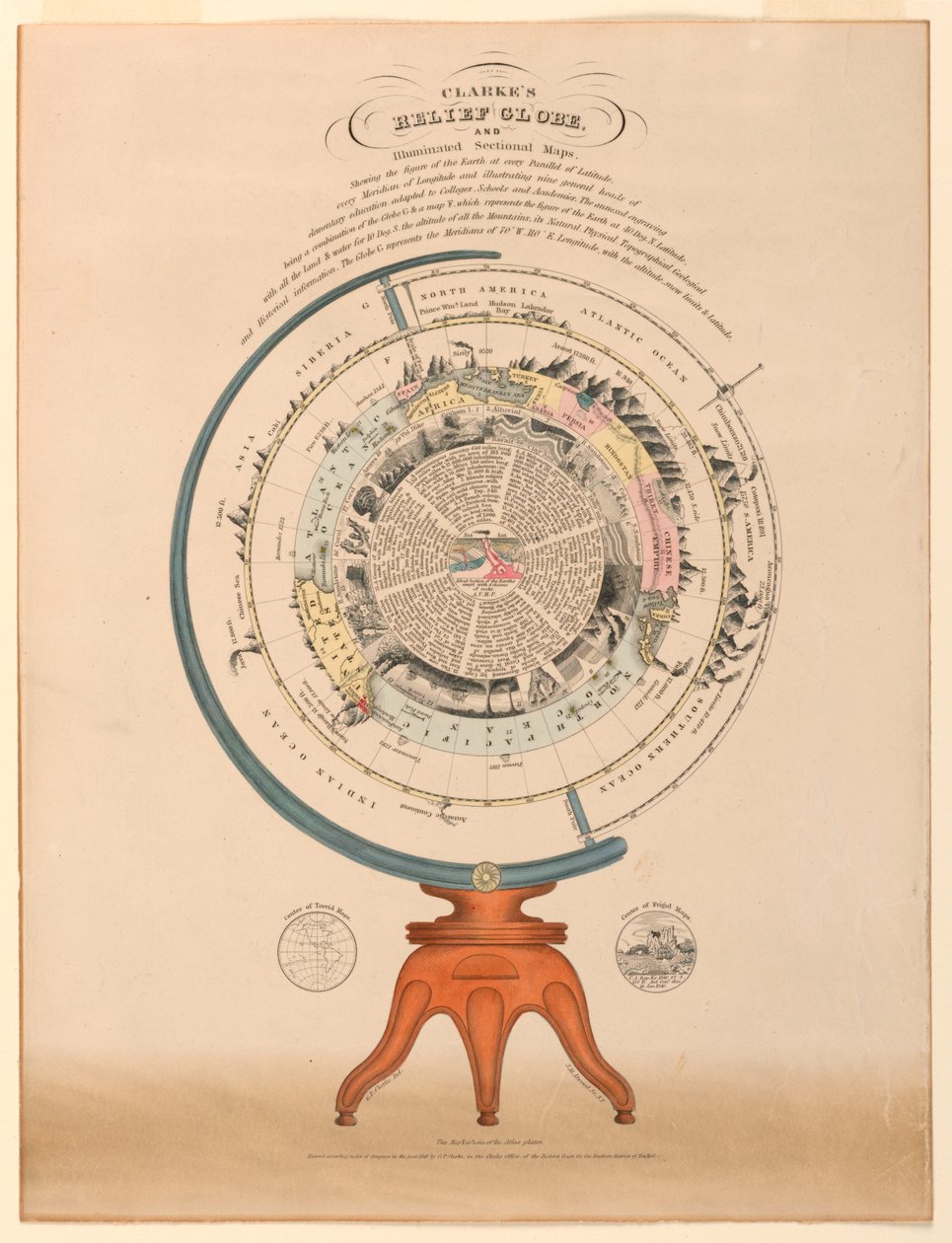 克拉克的浮雕地球仪，1849年 作者 不明