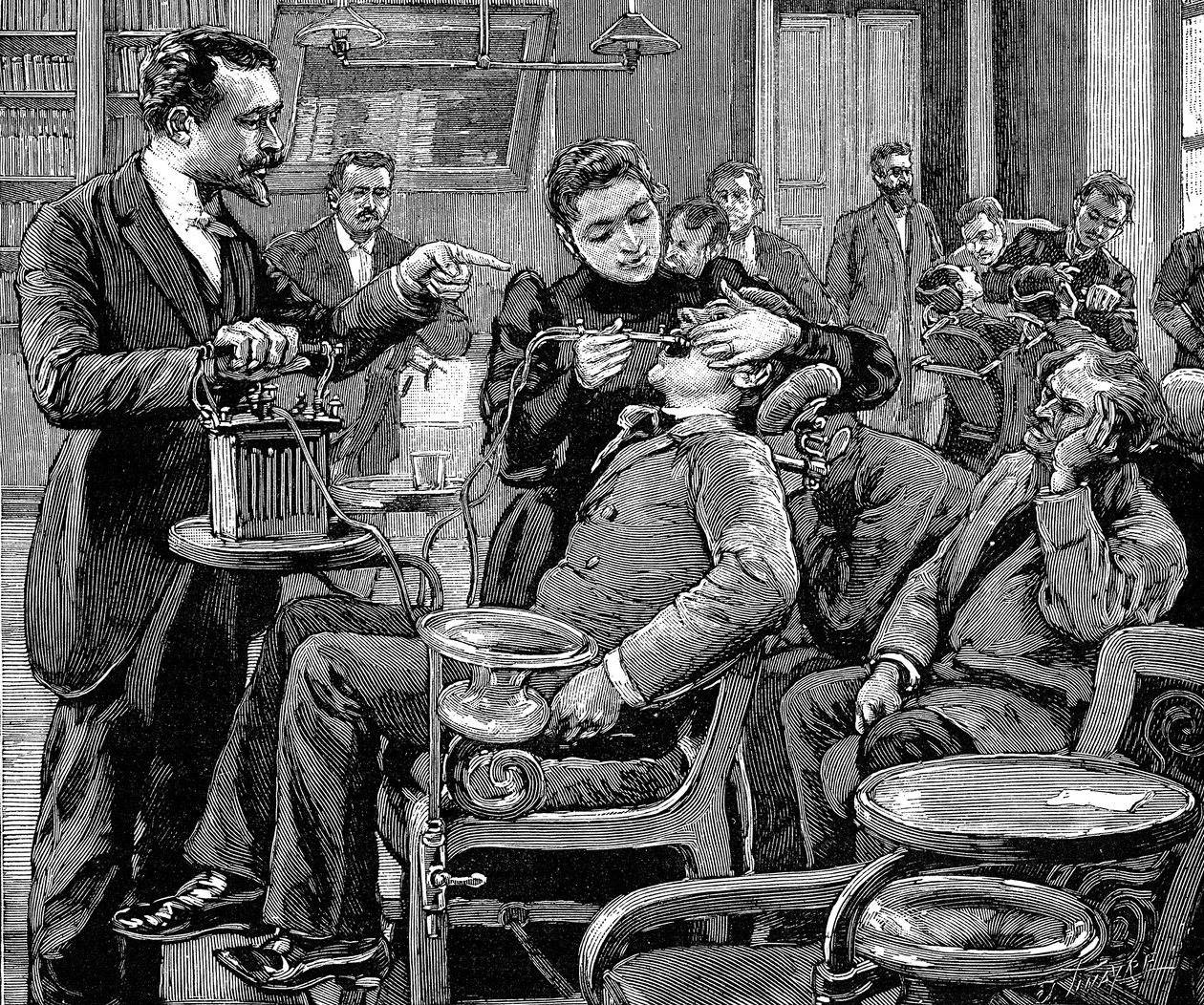 1892年在巴黎牙科学院的诊所 作者 不明