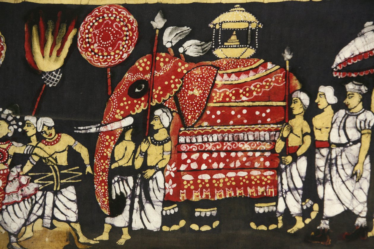 Cloth print depicting the sacred Buddha tooth relic pilgrimage in Kandy, Sri Lanka Paris France 作者 不明