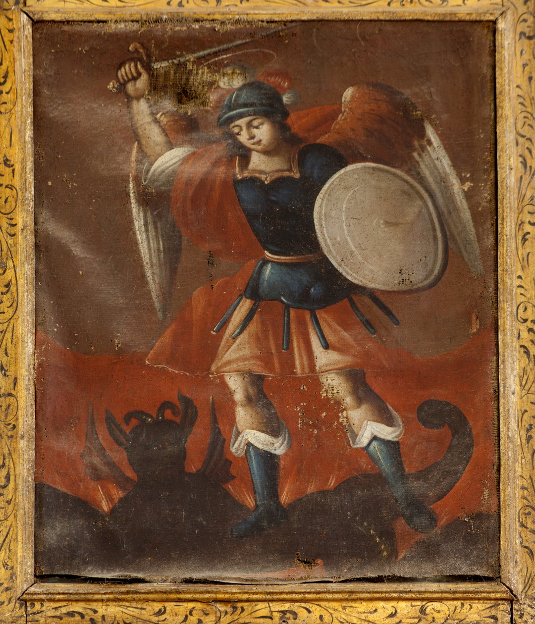 学院教堂（Collegiate Church of San Millán de la Cogolla）。 里面。 绘画。 圣迈克尔。 布面油画。 作者 不明
