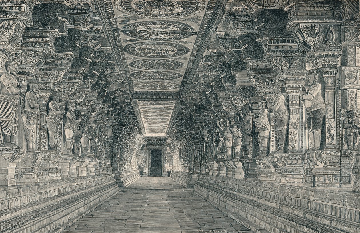 印度拉美斯瓦拉姆岛南部印度教寺庙内部的柱廊，c1903， 作者 不明