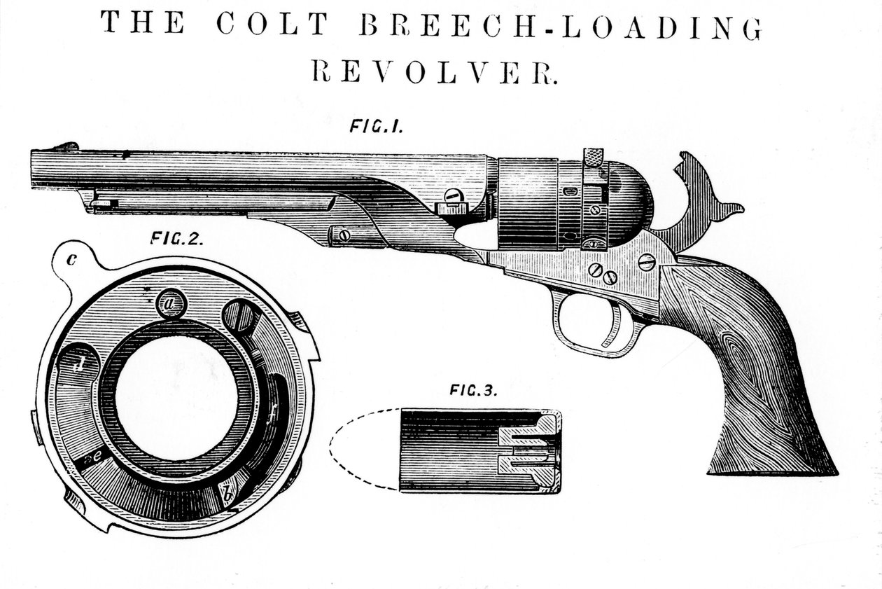 柯尔特边境左轮手枪，由塞缪尔·柯尔特（Samuel Colt）发明1814-62，c1850 作者 不明