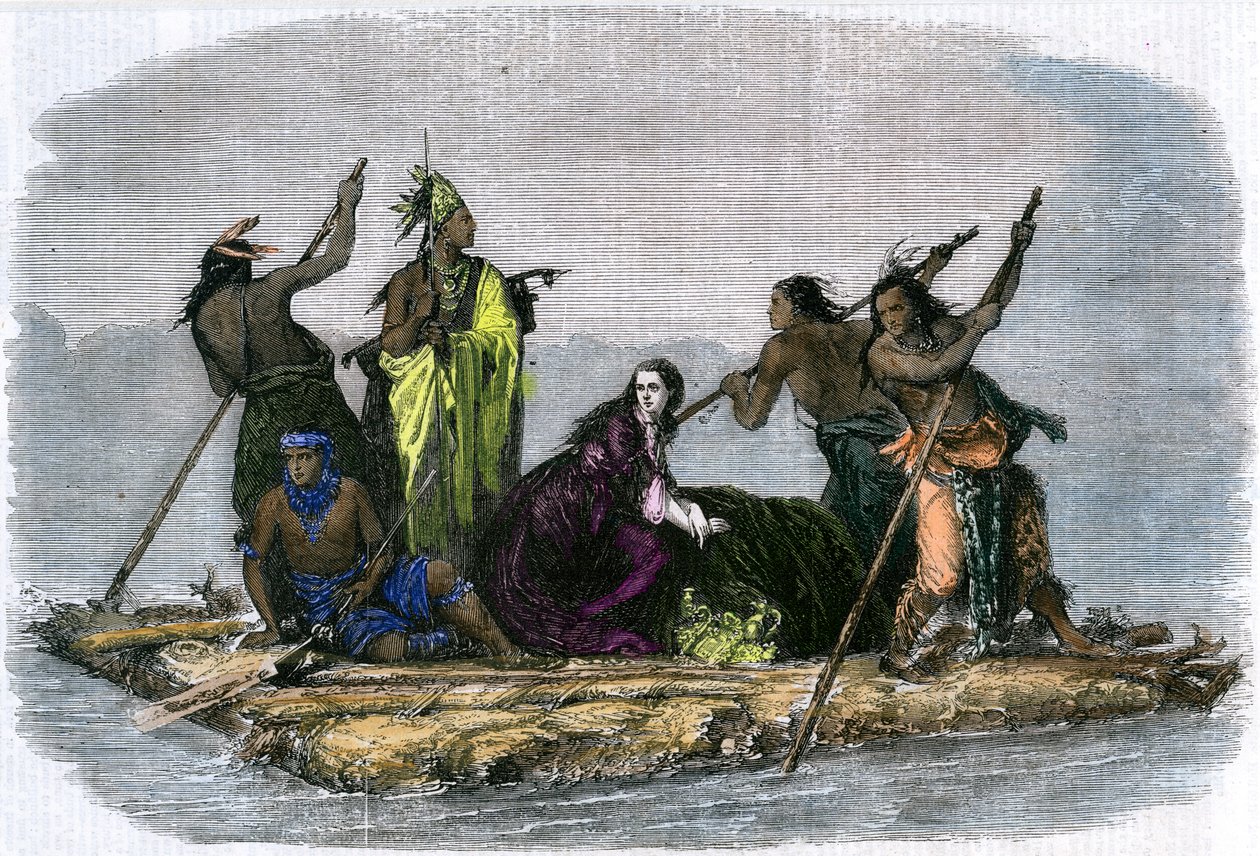 Comanches带走了一个俘虏的女孩，c1860 作者 不明