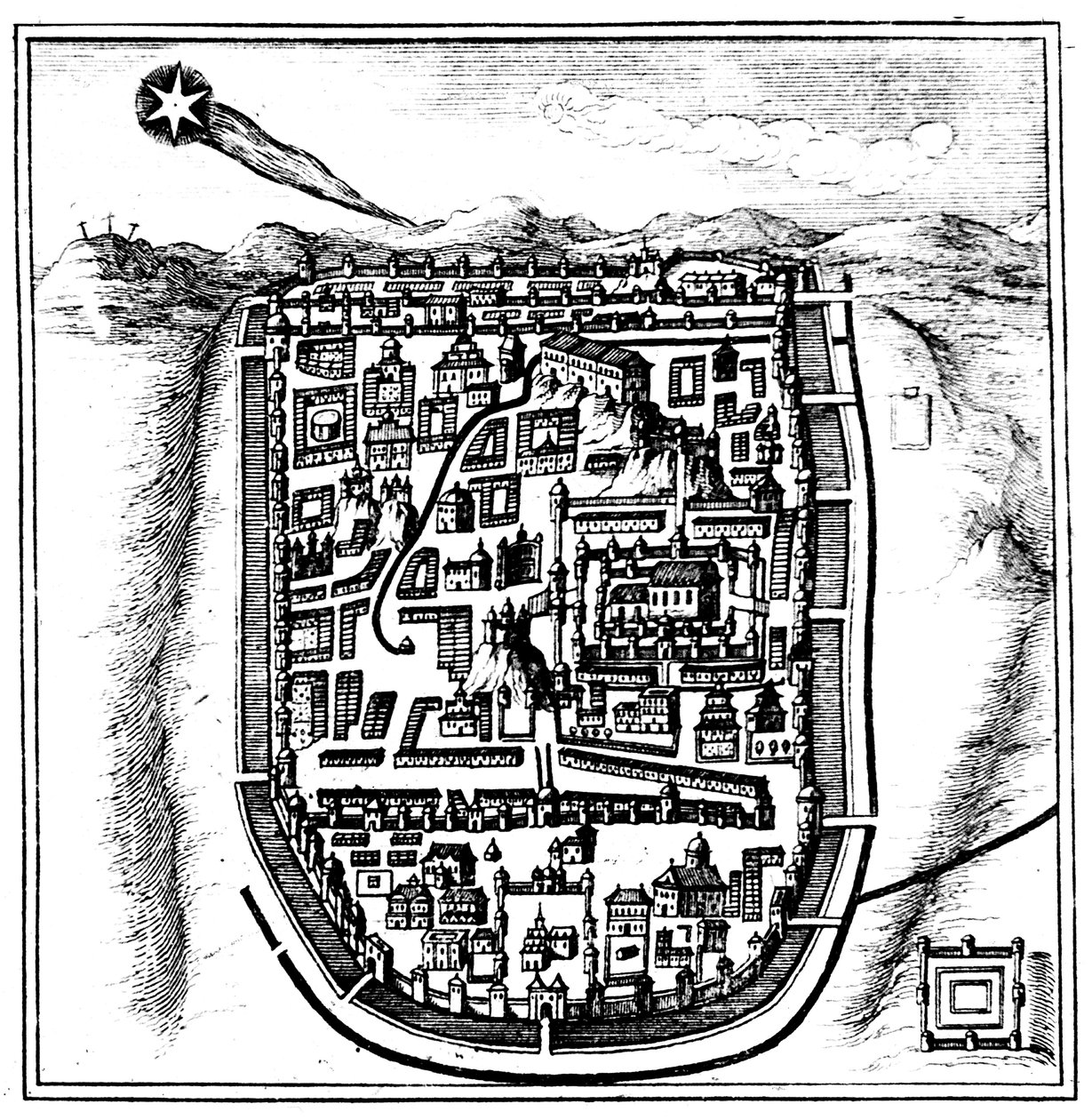 公元66年哈雷在耶路撒冷上空的彗星，1666年 作者 不明