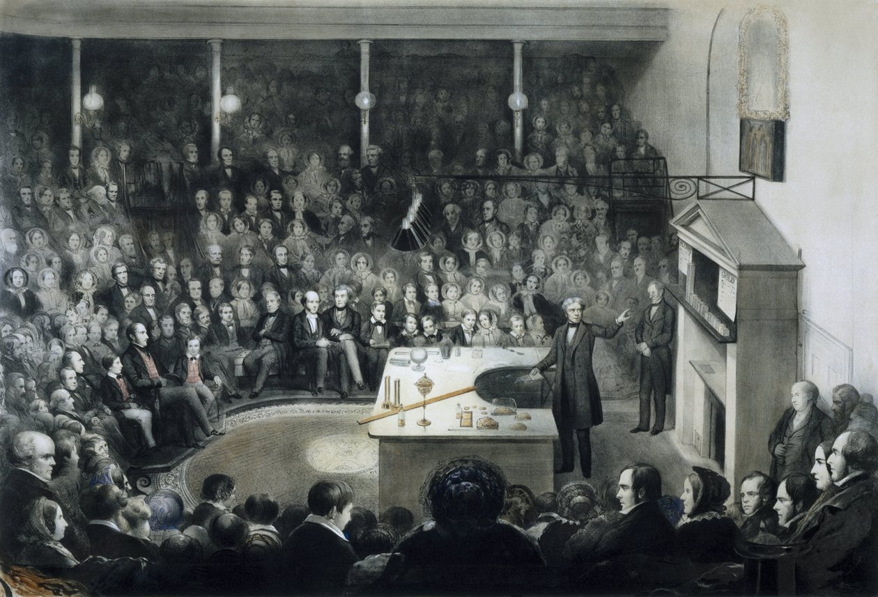 Conference du physicien Michael Faraday (1791-1867) devant la Royal Institution de Londres le 27 decembre 1855 en presence du Prince Albert de Saxe Cobourg Gotha (Saxe-Cobourg-Gotha 作者 不明