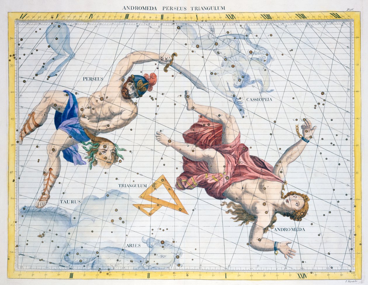 英仙座和仙女座的星座，1729年 作者 不明