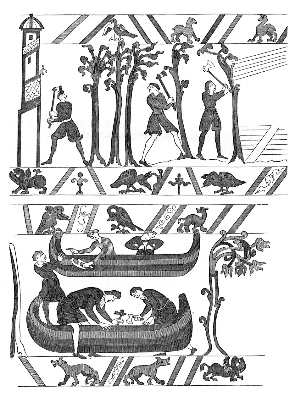为威廉一世建造的船，贝叶挂毯，c1070年代，1870年 作者 不明