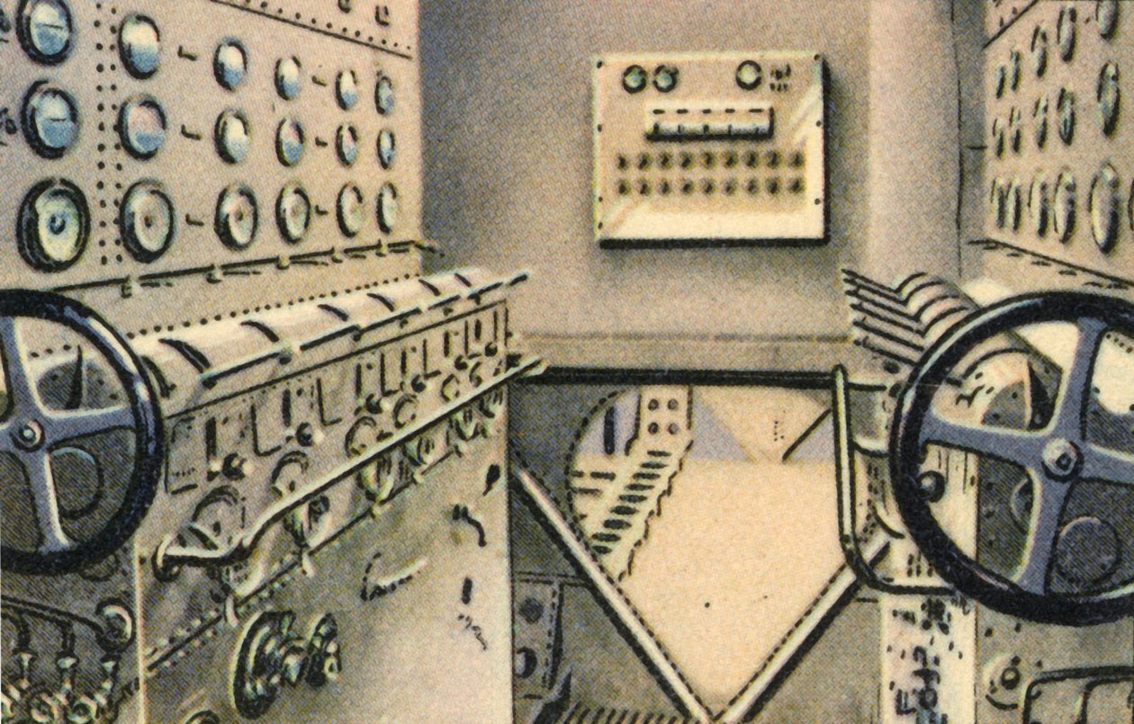 1932年，1920年代Dornier Do X飞行船上的控制室。 作者 不明