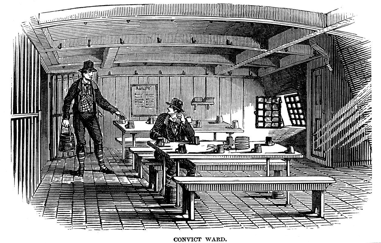 1848年，伦敦伍尔维奇的绿巨人战士监狱中的罪犯病房 作者 不明