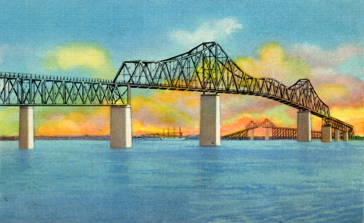 库珀河大桥，南卡罗来纳州查尔斯顿，1942年。 作者 不明