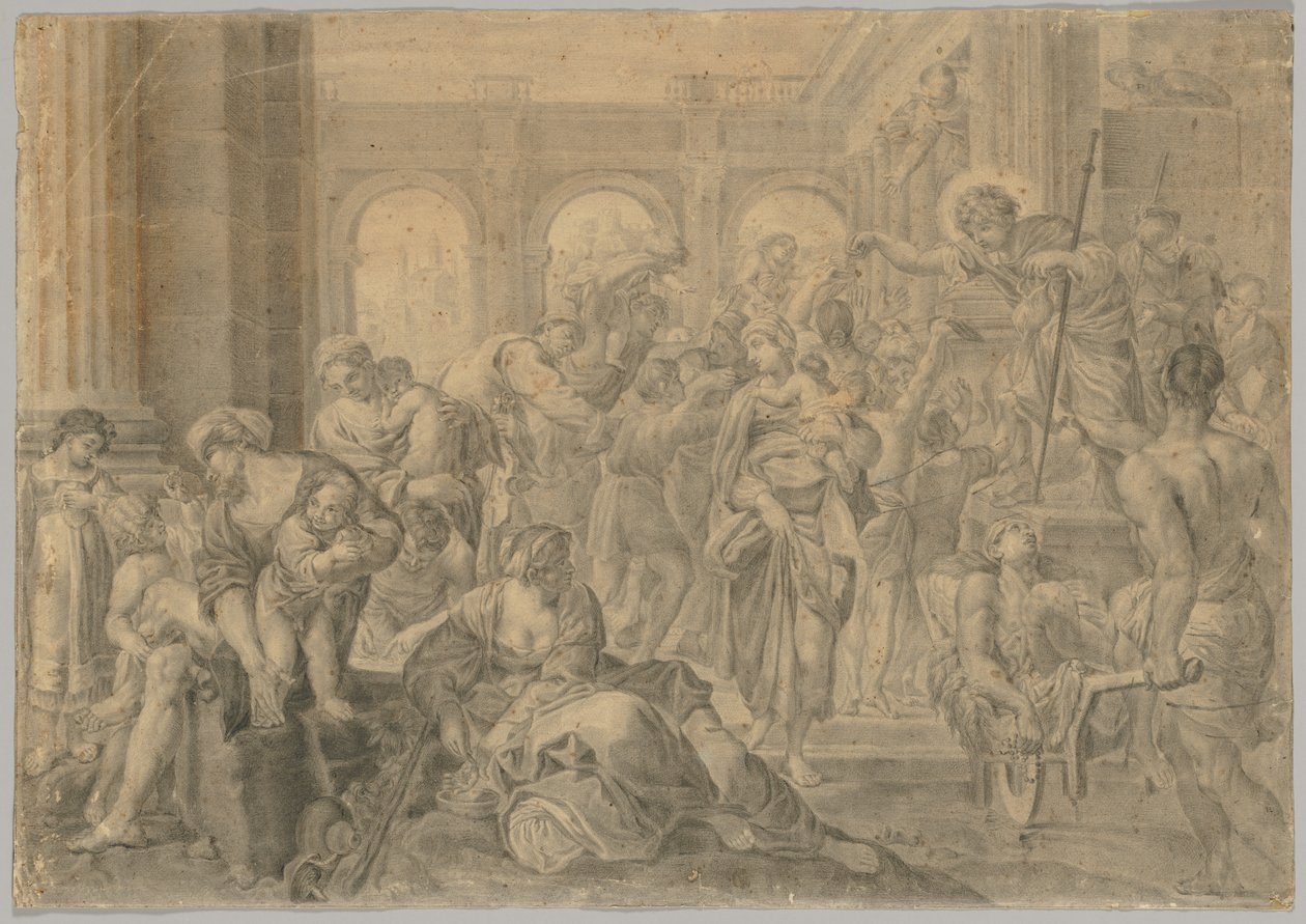 Annibale Carraccis St. Roch Giving Alms的副本，1595年或之后。 作者 不明