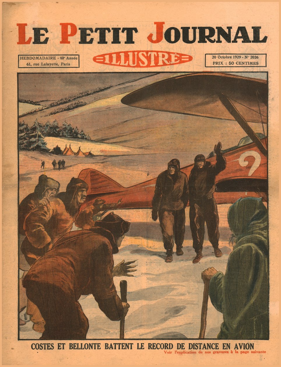 Costes和Bellonte打破了1929年的飞行距离纪录。 作者 不明