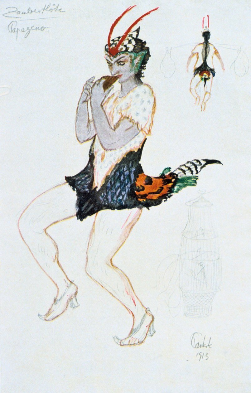 Papegeno的服装设计，1913年 作者 不明